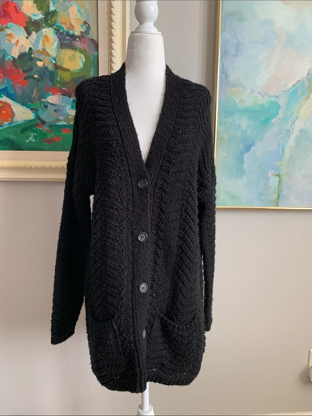 Kimchi Blue Black Chunky Button-Front Cardigan